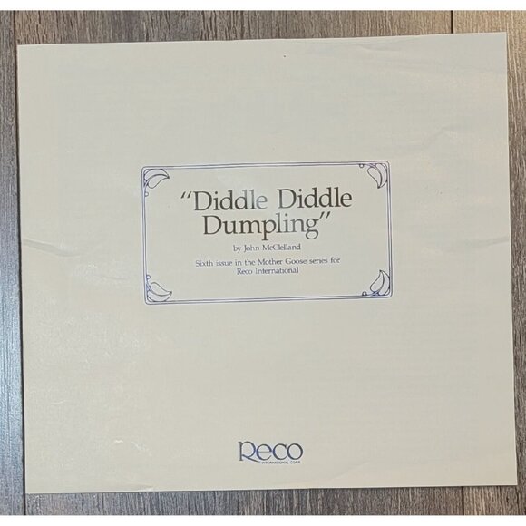 Reco Collectible Plate 1984 Mother Goose Diddle Dumpling John McClelland #13217G - Picture 8 of 12